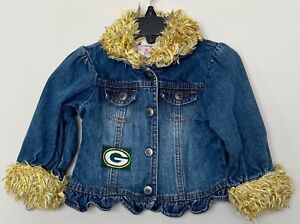 Green Bay Packers Infant Toddler Girls Size 18 Months Jean Jacket Button Shirt