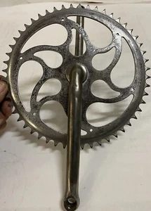 Antique Vintage Old Bike Bicycle Crankset One Piece Crank & Bottom Bracket USED - Picture 1 of 24