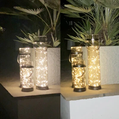 30 - 50 LED Solar Laterne Acryl - Zylinder 3 Größen 2 Farben 25 - 46 cm hoch - Bild 1 von 3