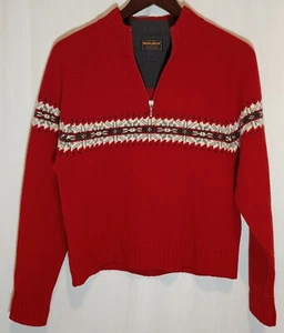 Woolrich Fair Isle Sweater rot Pullover Pulli 1/4 Zip Small Ski Schneeflocke - Bild 1 von 8
