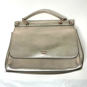 Guess Y2k Gold Metallic Crossbody Purse Womens Removable Shoulder Strap Pockets  - Picture 1 of 9