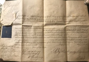 Auténtico documento firmado en caja original del rey Jorge III 1800 - Imagen 1 de 2