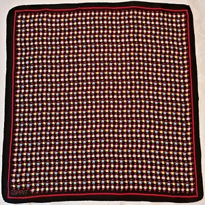 BUFANDA DE COLECCIÓN AUTÉNTICA ESPRIT CUADROS GEOMÉTRICA NEGRA SEDA ROJA 19" CUADRADA PEQUEÑA - Imagen 1 de 3