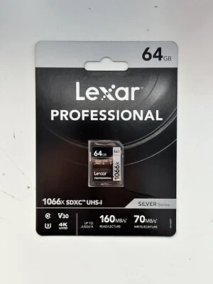 Lexar Professional 1066x 64GB SDXC UHS-I Memory Card - Image 1 of 2