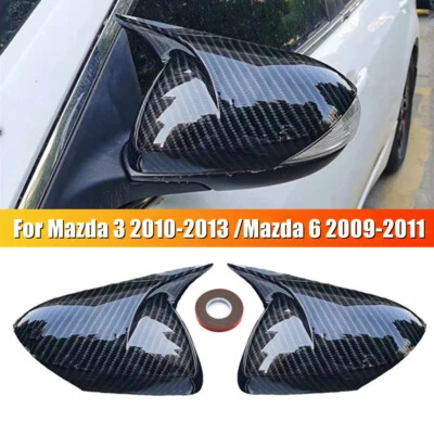 Carbon Fiber OX Horn Side Rearview Mirror Cover Guard Trim For Mazda 6 2009-2015 - Изображение 1 из 4