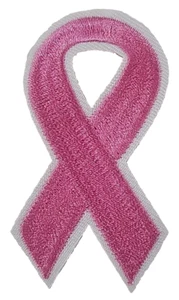 Breast Cancer Awareness Ribbon Pink and White - Embroidered Patch - Picture 1 of 2