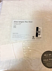 West Elm One (1) Sheer Belgian Flax Linen Curtains 48x84 Ivory NEW - Picture 1 of 1