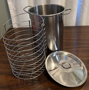Stainless Steal Asparagus Vegetable Steamer Tall Cooking Pot Basket Lid - Picture 1 of 11