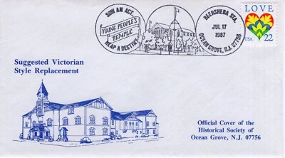 YOUNG PEOPLE'S TEMPLE,  OCEAN GROVE, NJ  1987  FDC18972 - Image 1 of 2