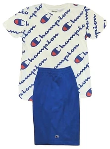 Champion Youth XL 18-20 AOP Logo Crewneck Tshirt & Mesh Athletic Shorts Set - Picture 1 of 3