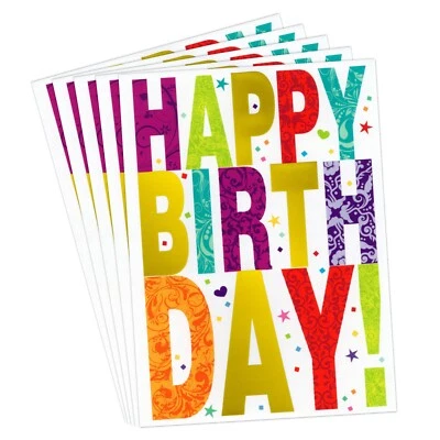 LOT OF 5 CURRENT INC HAPPY BIRTHDAY Cards + Envelopes, Fun Colorful Celebration - Image 1 of 4