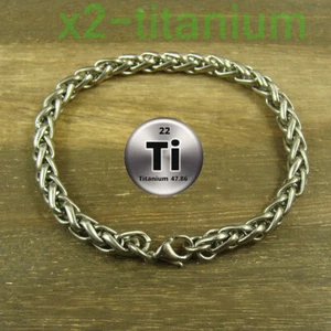 Pure Titanium Ti 7mm width anti allergy Bracelet wheat hand chain XH828 - Picture 1 of 5
