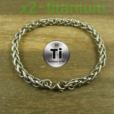 Pure Titanium Ti 7mm width anti allergy Bracelet wheat hand chain XH828 - Image 1 of 4