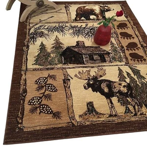 Rug for Log 5x7 cabin rugs moose bear decor bohemian area rugs 8x10 - Picture 1 of 12