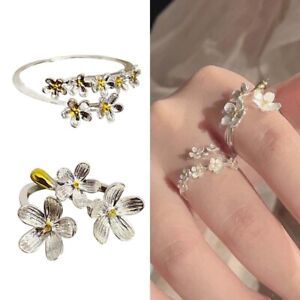 Fashionable Floral Shapes Rings Women Open Adjustable Rings Aesthetic Jewelry