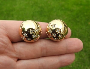 Vintage signierte Swarovski Gold Platte Kristall Sterne Clip auf Ohrringe 1" - Bild 1 von 5