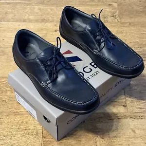 Sledgers Gus Leather Lace Up Flat Comfort Loafers Shoes UK 12 EU 46 Dark Navy - Picture 1 of 24
