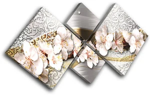 Modern Floral Abstract MULTI CANVAS WALL ART Picture Print VA - Picture 1 of 1