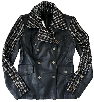 CHAQUETA MOTO WHITE HOUSE BLACK MARKET WHBM AZUL RECUBIERTA DE DENIM Y TWEED 0 Foto 1 de 4