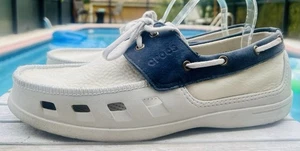CROCS COVE 100% LEATHER SPORT LOAFER MENS SIZE 11 - Picture 1 of 8