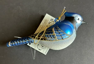 Cobane Studio Blown Glass Blue Jay Bird Christmas Ornament C406 Signed 2013 NIB - Picture 1 of 9