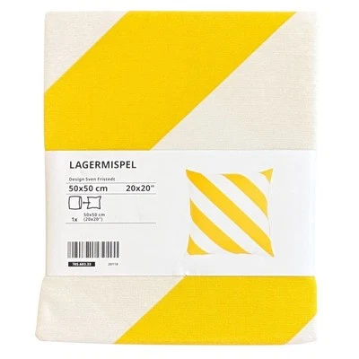 Funda de almohada a rayas amarillas y blancas IKEA LAGERMISPEL 20x20 "   Foto 1 de 2