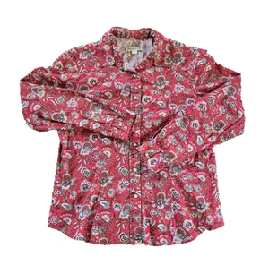 Damen Large Pendleton Hemd, Perlen Druckknopfleiste Western rot geblümt - Bild 1 von 6