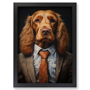 Framed Cocker Spaniel in a Suit No.4 Wall Art Canvas Print Poster Picture, Decor - Picture 1 of 4