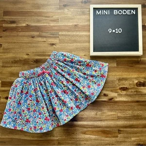 Mini Boden Blue Red Yellow Apple Blossom Corduroy Floral Pull On Skirt Teen 9/10 - Picture 1 of 5