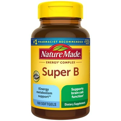 Nature Made Super B Energy Complex 160 Softgels Brain Function Support Gluten... - Image 1 of 4