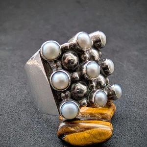 Moderner Designer Ring 925 Silber Perle RG 54 - Bild 1 von 5