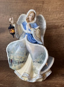 Thomas Kinkade INVIERNO ÁNGEL DE LUZ Estatuilla Porcelana 8" Ilumina Navidad - Imagen 1 de 9
