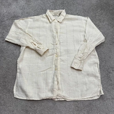 Camisa Banana Republic Vintage Años 90 Lino Irlandés Mujer Mediana Off White Cuadros Y2K Foto 1 de 4