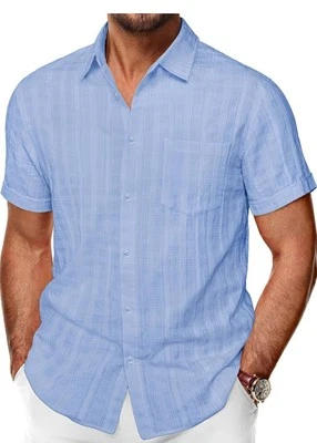 PJ PAUL JONES Men's Short Sleeve Button Down Shirts Cotton Plaid Shirt Size S... - Image 1 of 4