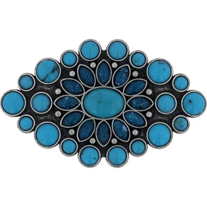 Navajo Style Faux Turquoise Cluster Concho Slide Southwest Vtg Belt Buckle - Picture 1 of 7