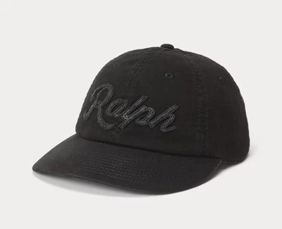 Boné Polo Ralp Lauren The Ralph Logo Herringbone Ball preto chapéu aplique logotipo novo - Imagem 1 de 4
