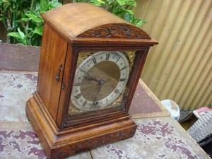 Old Vintage Antique W & H Timepiece Mantel Clock With key and Pendulum - Picture 1 of 24