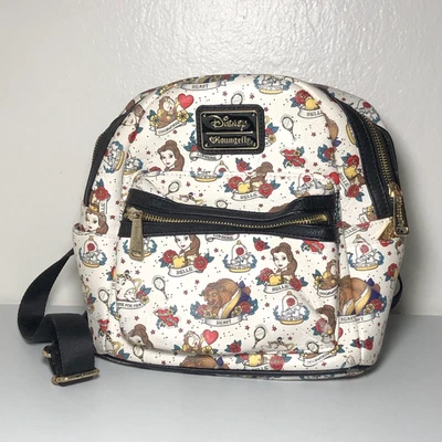 Mochila Beauty and the Beast Loungefly Disney design de coração tatuagem - Imagem 1 de 4