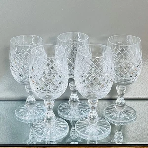 Edinburgh Braemar Cut Crystal Wine Glasses Set Of Five Scotland - Picture 1 of 5