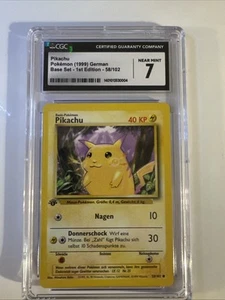 1st Edition German Base Set 1999 Pokémon Pikachu Yellow Cheeks #58/102 CGC7 - Picture 1 of 2