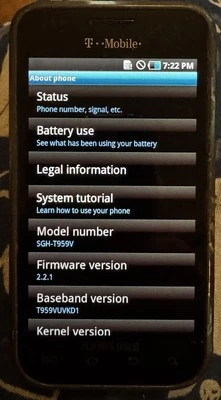Samsung Galaxy S Vibrant SGH-T959 8gb (T-Mobile) Black Fast Ship Fair Used - Image 1 of 4