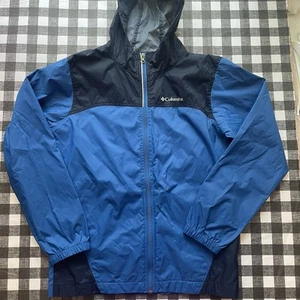 Columbia hooded rain jacket youth L Blue with Hood - Picture 1 of 8