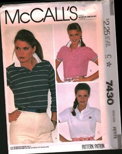 7430 Vintage McCalls SEWING Pattern Misses 1980s Pullover Top Stretch Knit UNCUT - Picture 1 of 2