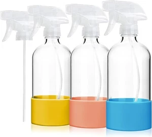 3 Pack Empty Glass Spray Bottles with Silicone Sleeve - Refillable 17oz - Picture 1 of 5