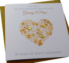 Personalised Handmade Golden / 50th  Wedding Anniversary Heart Card