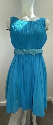 Vestido de festa vintage anos 60 chiffon aqua turquesa cintura 24 (VEJA FALHAS - Imagem 1 de 4