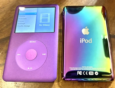 Apple iPod Classic 6ta Generación 80 GB Púrpura Rosa Arco Iris Trasero Foto 1 de 4