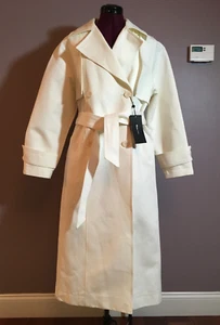 NWT Massimo Dutti Cotton Water Repellent Trench Coat In Cream Size S $349 - Picture 1 of 11
