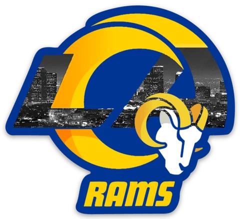 Los Angeles Rams with City in logo Ram Head Blue & Yellow Die-cut MAGNET Cover