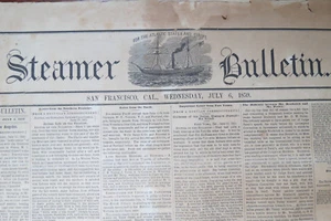 STEAMER BULLETIN SAN FRANCISCO 6. JULI 1859 ZEITUNG Versandnachrichten - Wilder Westen - Bild 1 von 12